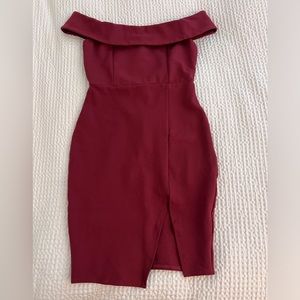 Lulu’s Off-the-Shoulder Bodycon Dress - Wine Red - Size XS